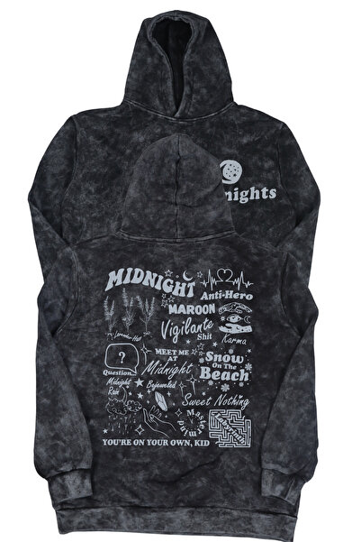 Fuddy Moda Hanorac lavabil cu glugă cu imprimeu pe spate Midnights unisex, ha...