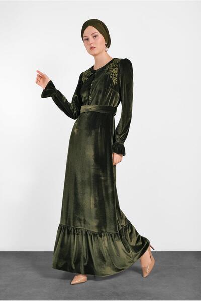 Alvina فستان بحزام وتفاصيل مطرزة - 40379