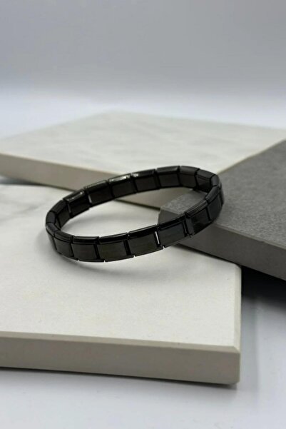 NADİDE AKSESUAR Çelik İtalyan Charm Unisex Siyah Bileklik Chrm-blk-s