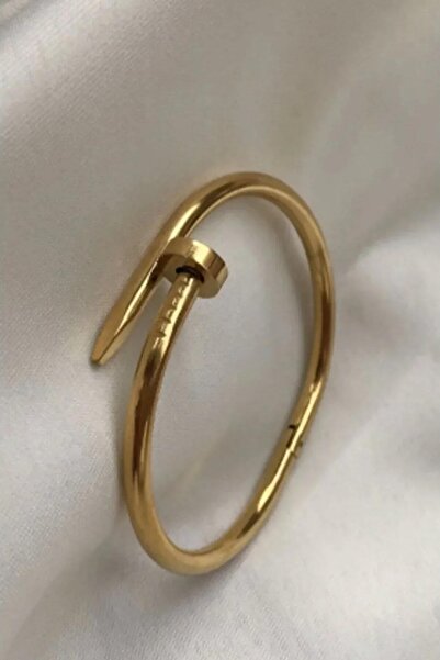 NADİDE AKSESUAR ÇELİK TAŞSIZ ÇİVİLİ KELEPÇE BİLEKLİK CVL-BLK-GLD