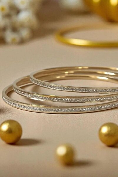 NADİDE AKSESUAR TAŞLI GOLD ÇELİK 3’LÜ AJDA BİLEZİK AJDBLZK-TSLI