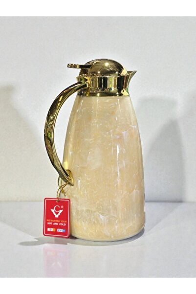 WDA Luxury Thermal Carafe with Gold Accents, Pearl White, Double-Wall Insulat...