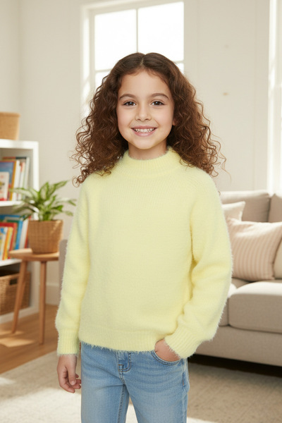 Fulla Moda Sakallı Dik Yaka Kız Çocuk Kazak