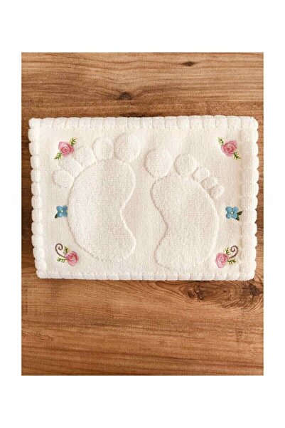 AYHANHOME 3 Pieces Cream Embroidered Foot Towel 100% Cotton Size: 50x70
