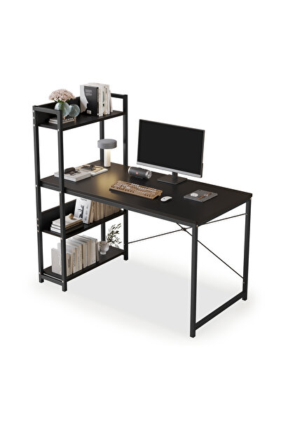 Bojasmiial مكتب كمبيوتر مريح بأربعة طوابق، تصميم عصري بسيط للمكتب المنزلي/الدراسة/الألعاب، 110×50×72 سم