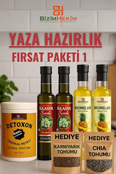 BİZİMHEKİM ŞİFA EVİ Detox Seti Akasya Şurubu, Bromelain Şurubu, Chia Tohumu, ...