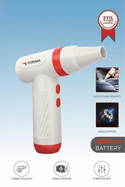 Torima Hava Üfleme Makinesi Yüksek Hızlı Turbo 85000 RPM 40W 1100 MAH TTB01 Kırmızı