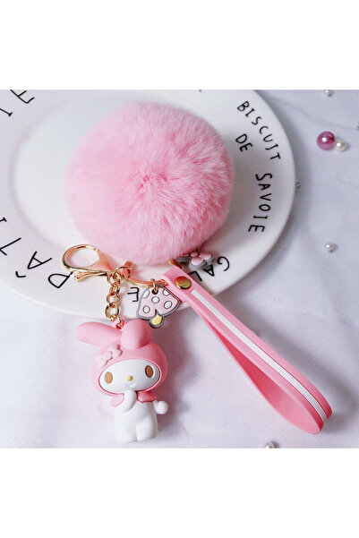 JOY TOP سلسلة مفاتيح على شكل دمية هيلو كيتي كرتونية مع كرة فرو ناعمة، شخصية م...