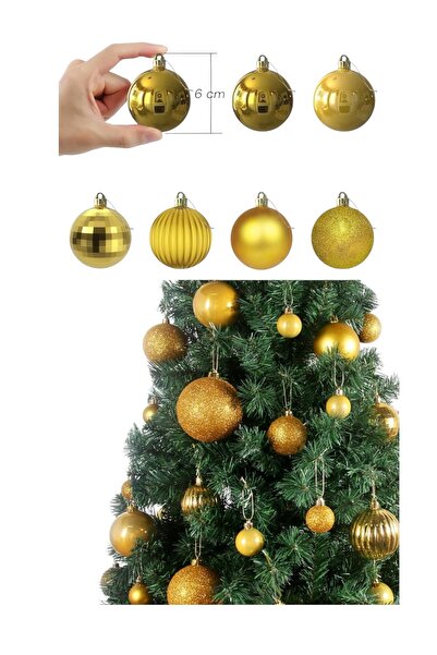 Yenigeldi 12 Πακέτο Χρυσή Μπάλα Πρωτοχρονιάς 5 εκ., Χριστουγεννιάτικη Μπάλα, ...