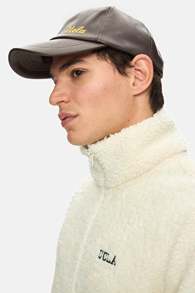 UCLA قبعة DAMIAN باللون البني من الجلد الصناعي - قبعة للجنسين