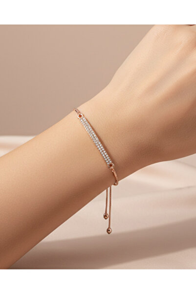 Duke Nickle Kadın Rose Zirkon Taşlı Asansörlü Boncuklu Bileklik Dbbl3092