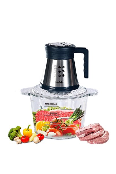 HALEY مفرمة طعام سعة 3 لتر، 500 واط، وعاء زجاجي، سرعتان، 4 شفرات، مفرمة لحم وقطاعة خضار