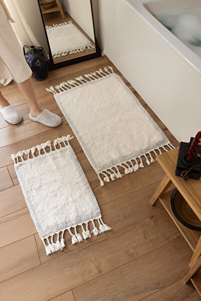 İrya Комплект от 2 броя баня килимчета Root 100% памук 40x60+60x90 cm Светло синьо