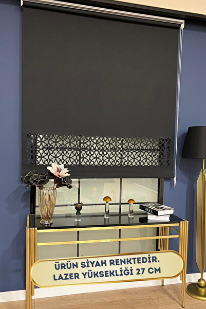 VOLPER MEKANİK Volper LZR305 Lazer Kesim Kalın Mat Kumaşlı Stor Perde ( Siyah)