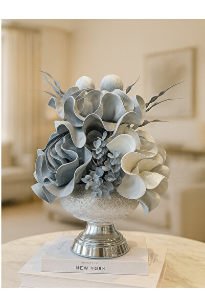 İSHTAR DEKOR LÜKS LACOS MODEL ŞEKERLİK - LATEX ARANJMAN - METAL SAKSI GÜMÜŞ/G...