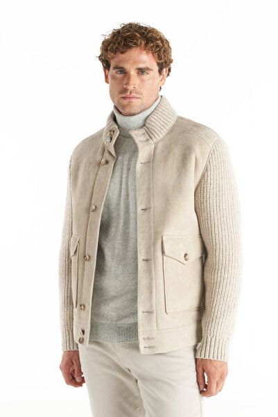 Ted Baker BEJ TRİKO YAKA VE KOLLU SÜET MONT