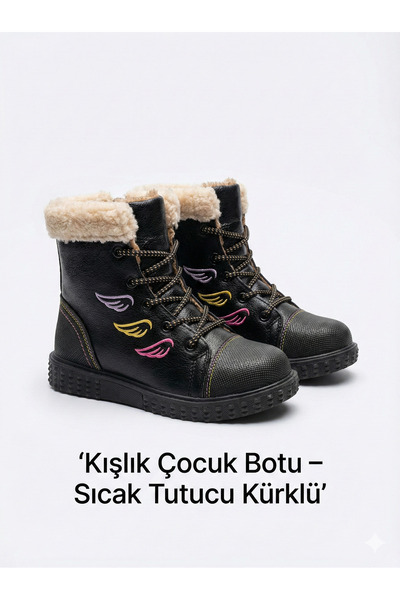 Aleza Shoes Kız Çocuk Kürklü Su Soğuk Geçirmez Bot