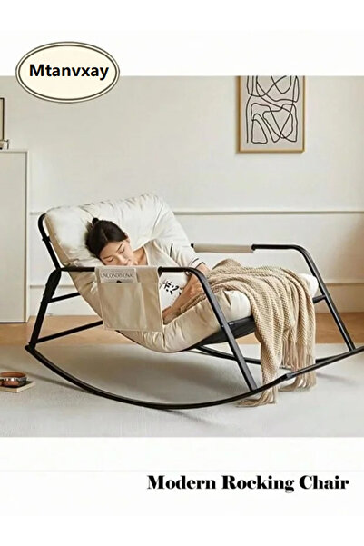Mtanvxay كرسي استرخاء هزاز مزدوج مع مساحة تخزين ووسادة - كرسي استرخاء داخلي/خارجي للفناء/الحديقة