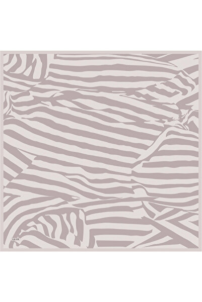Aker Ecru Zebra Patterned Silk Crepe Satin Scarf