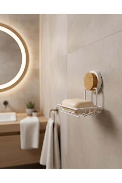 Okyanus Home Ahşap Desenli Magic Fix Sihirli Yapışkan Beyaz Kuru Sabunluk