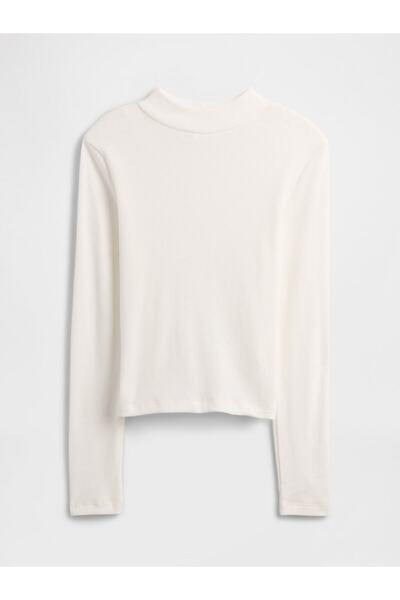 GAP Kız Çocuk Beyaz Ribana Mockneck T-Shirt
