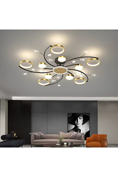 ALC-Shop Lustra LED cu Telecomnda KARINA, 68W, 10 Elemente, Lumina Calda/Rece/Neutra, Dimabila, Auriu