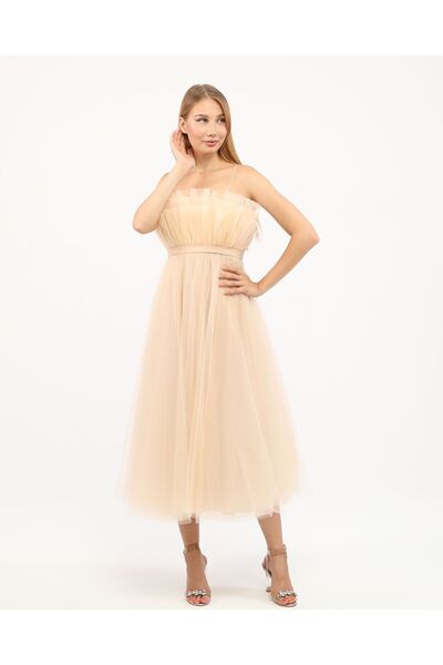 Asees Rochie de seara din tul de vis cu voloane