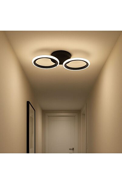 ALC-Shop Lustra LED MARA 19W, 2 Cercuri, lumina Rece/Calda/Neutra, Negru