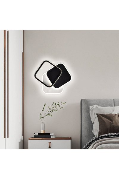 ALC-Shop Lustra LED cu cristal PRISMIQ 39W, 3 Patrate, lumina Rece/Calda/Neutra, Negru