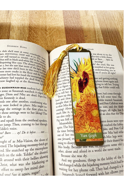 RenkliİzlerAtölyesi علامة كتب معدنية ذات طابع فني (فان جوخ - زهرة الشمس)