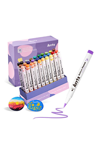ARRTX Set de 30 de markere acrilice, pe bază de apă, vârf de 3,8 mm, pietre, ...
