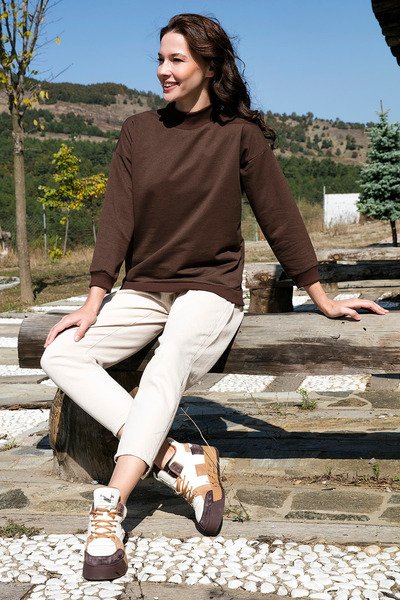 Lela Cotton Stand Collar Basic Knitted Sweat SWEAT 5863323