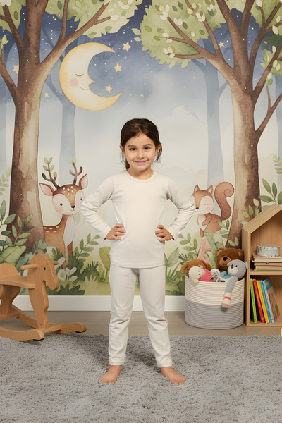 TOLIN Set de lenjerie termică pentru fete Milky Coffee Melange 8490