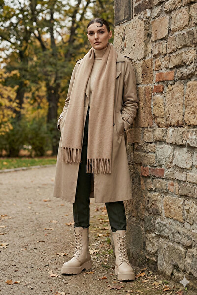 MuSoon Kadın Bej Bağcıklı Fermuarlı Yeni Sezon Bot