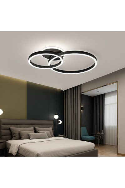 iTin Lustra LED cu telecomanda RINOVA 66W, 2 Cercuri, lumina Rece/Calda/Neutr...