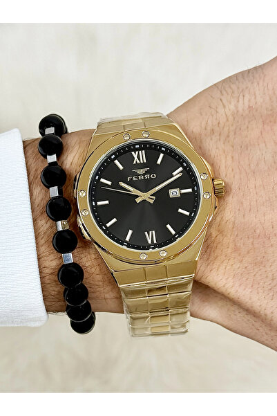 FERRO Sarı Çelik Kordon Erkek Kol Saati F11357A-B2