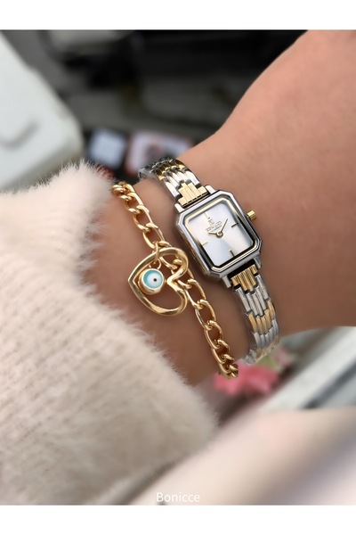 Reward ساعة يد نسائية صغيرة، سوار فضي من الفولاذ، قرص أخضر، هدية عيد الحب + أساور