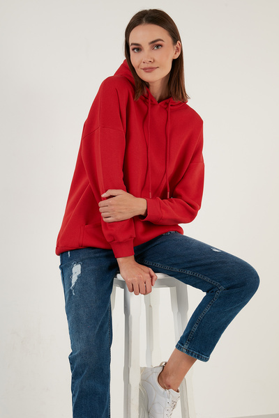 Lela Regular Fit Cotton Hooded Collar Rose Winter Sweat SWEAT 5863854