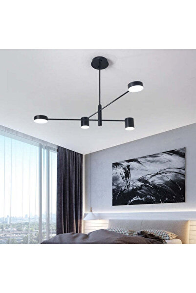 iTin Lustra LED GALIOS 48W, 4 Elemente, lumina Rece/Calda/Neutra, Negru