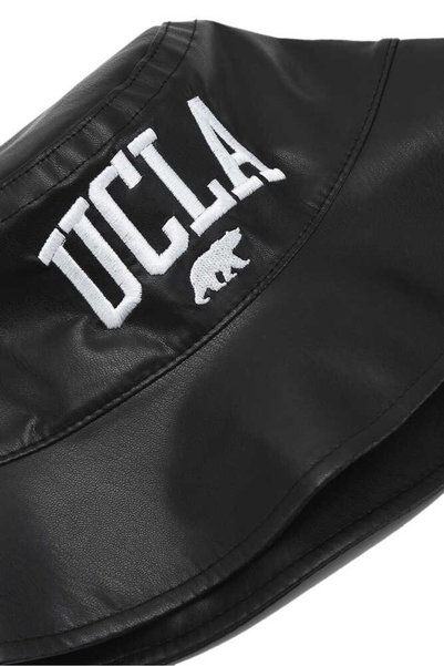 UCLA Pălărie unisex brodata din piele Alpha Black Bucket