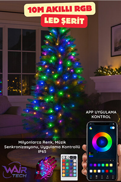 Wair Teknoloji 10 METRE AKILLI SESE DUYARLI BLUETOOTH BAĞLANTILI ŞERİT LED OR...