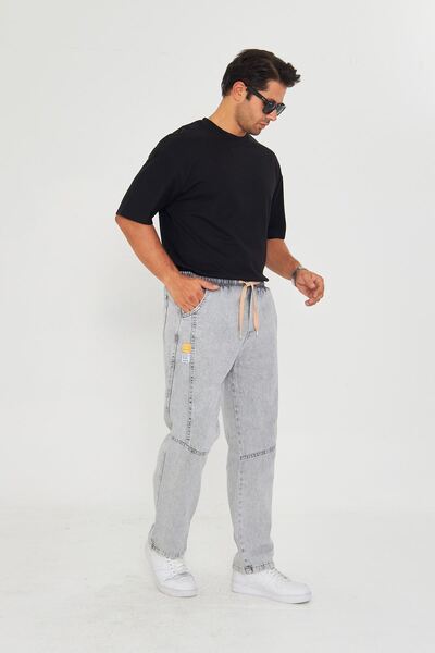 masso moda Pantaloni de blugi largi pentru bărbați, cu model segmentat, cu etichetă laterală 721