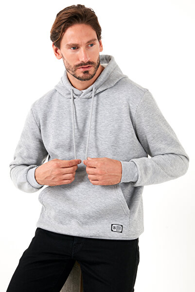 Buratti سترة رياضية رجالية بقلنسوة وجيوب كنغر، مبطنة بالفرو من الداخل، ناعمة ...