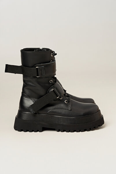 exclusives.ro Ghete dama - Raven Original Black - combat comode piele naturala, memory foam, handmade Exclusives