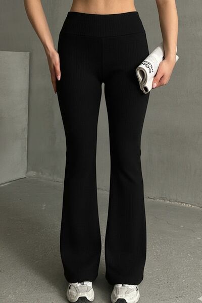 Oyga Black High Waist Ribbed Winter Leggings - Spanish Leg, Recovery Elastic