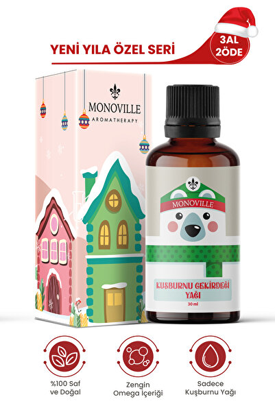 Monoville Kuşburnu Çekirdeği Yağı 30 ml Soğuk Sıkım %100 Saf Ve Doğal Yeni Yıl Hediye (Rosehip Seed Oil)