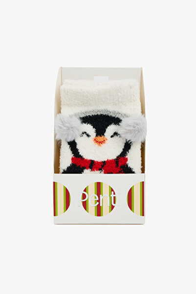 Penti Off-White Penguin Pom-Pom House Slippers