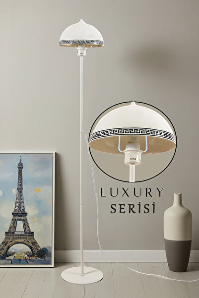 Marrien Luna Luxury Tek Ayaklı Krem Modern Metal Lambader | Oturma Odası & Yatak Odası & Salon Lambası