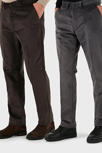 Buratti Normal Bel Regular Fit Straight Leg 2-Pack Velvet Trousers Men's Velvet Pants 645Merlins2