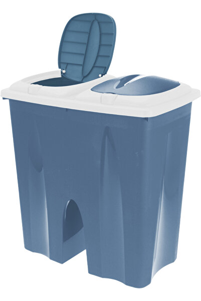 Excellent Houseware 2-compartment waste bin, plastic, 50x30x55 cm, blue